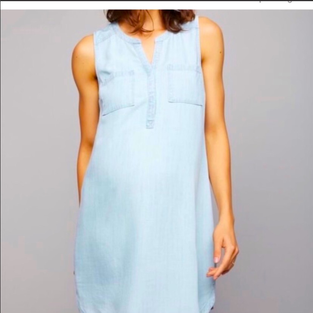 A Pea in the Pod sleeveless denim tunic dress